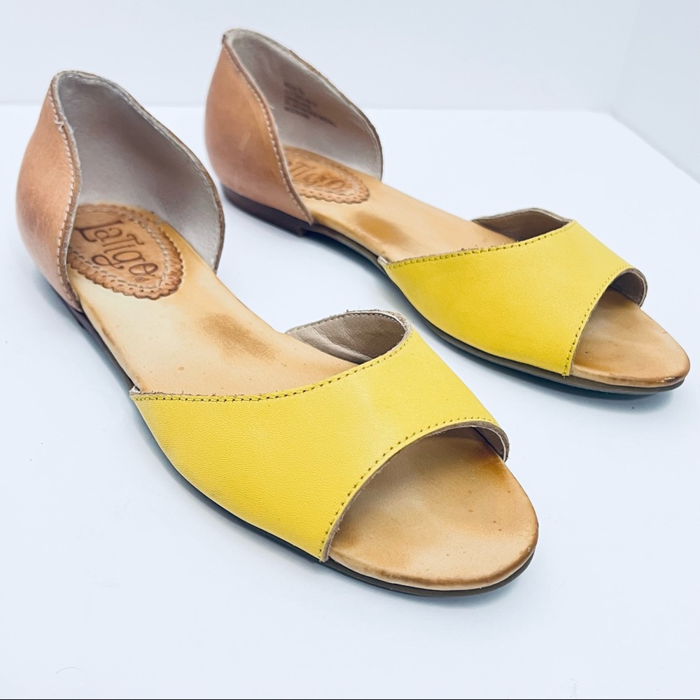 Anthropologie LaTigo Lemon yellow leather sandals